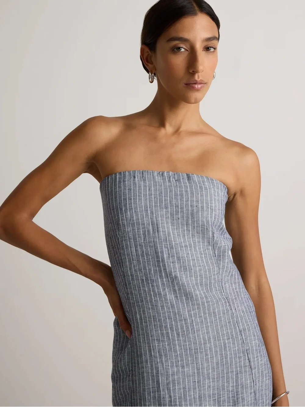 100% European Linen Strapless Maxi Dress - Picture 3 of 11